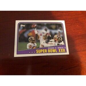 NFL Redskins & Broncos 1988 Topps Football Card # 1 Super Bowl Card XXII